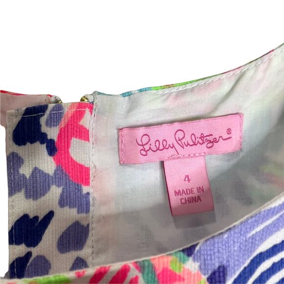 Lilly Pulitzer Mila Shift Dress Women's Pink Multicolor Shell Sleeveless‎ Size 4 - Picture 9 of 10
